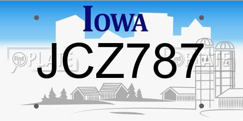 JCZ787 Iowa License Plate
