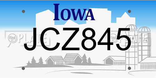 JCZ845 Iowa License Plate