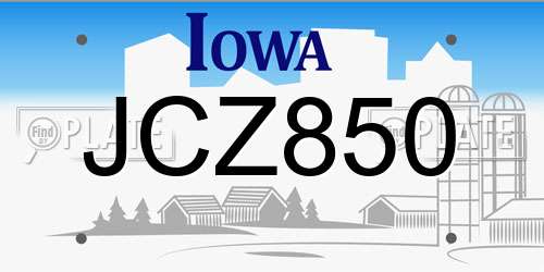 JCZ850 Iowa License Plate