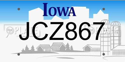 JCZ867 Iowa License Plate