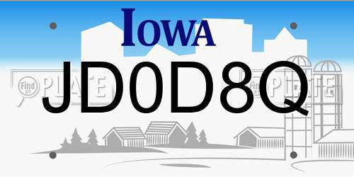 JD0D8Q Iowa License Plate