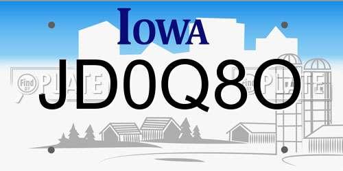 JD0Q8O Iowa License Plate