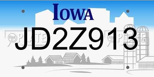 JD2Z913 Iowa License Plate