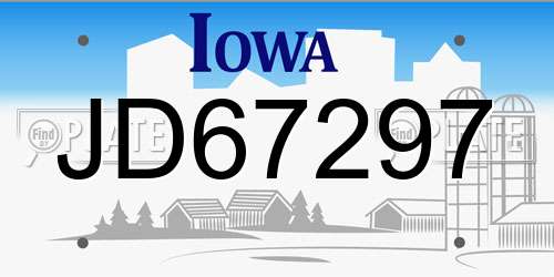JD67297 Iowa License Plate