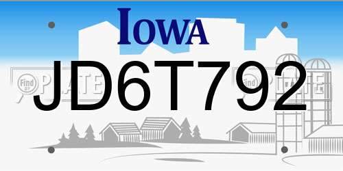 JD6T792 Iowa License Plate