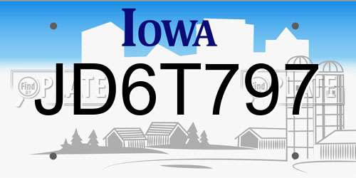 JD6T797 Iowa License Plate