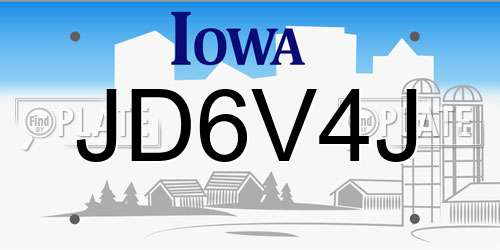 JD6V4J Iowa License Plate