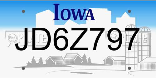 JD6Z797 Iowa License Plate