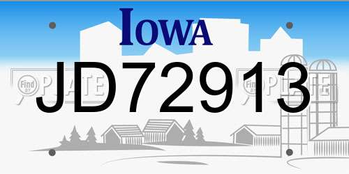 JD72913 Iowa License Plate