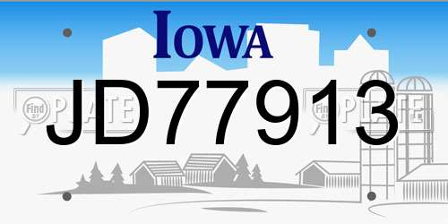 JD77913 Iowa License Plate