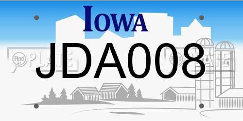 JDA008 Iowa License Plate