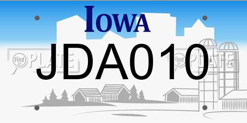 JDA010 Iowa License Plate