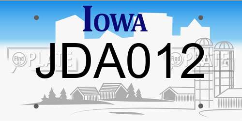 JDA012 Iowa License Plate