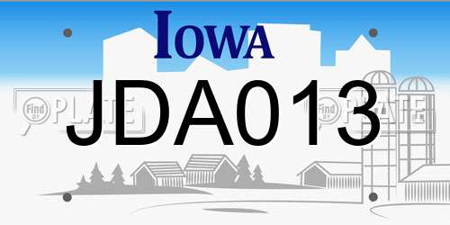 JDA013 Iowa License Plate