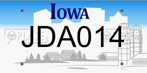 JDA014 Iowa License Plate