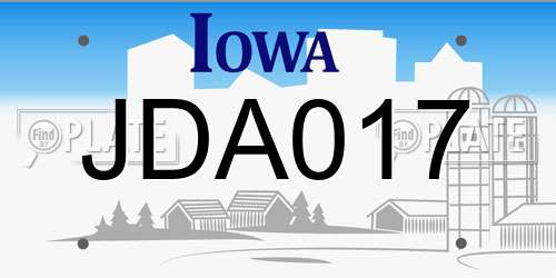 JDA017 Iowa License Plate