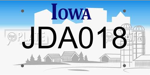 JDA018 Iowa License Plate
