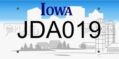 JDA019 Iowa License Plate