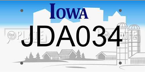 JDA034 Iowa License Plate