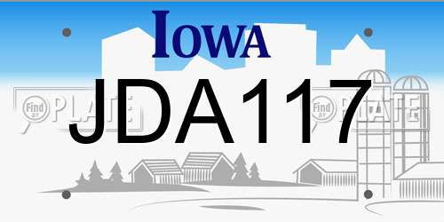 JDA117 Iowa License Plate