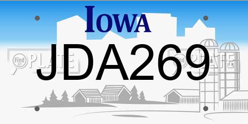 JDA269 Iowa License Plate