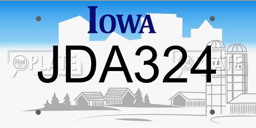 JDA324 Iowa License Plate
