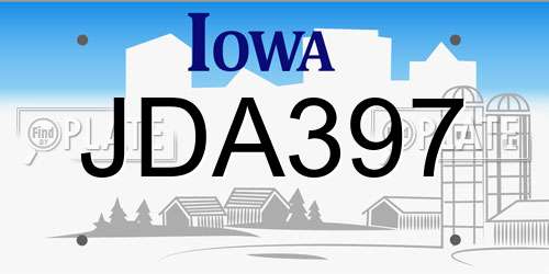 JDA397 Iowa License Plate