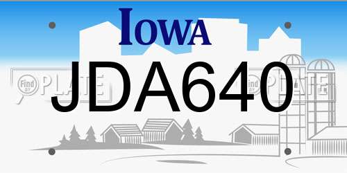 JDA640 Iowa License Plate