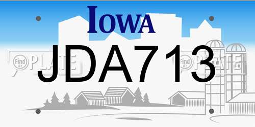 JDA713 Iowa License Plate