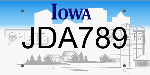 JDA789 Iowa License Plate