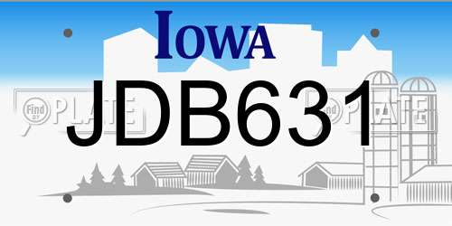 JDB631 Iowa License Plate