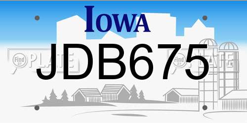 JDB675 Iowa License Plate