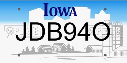 JDB94O Iowa License Plate