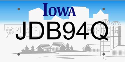 JDB94Q Iowa License Plate