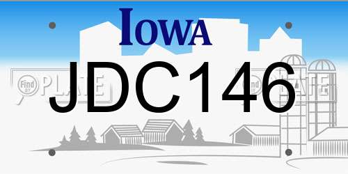 JDC146 Iowa License Plate