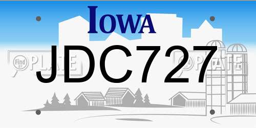 JDC727 Iowa License Plate