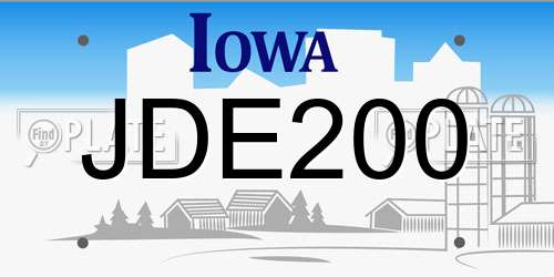 JDE200 Iowa License Plate