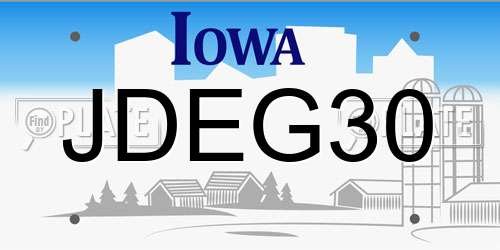 JDEG30 Iowa License Plate