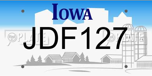 JDF127 Iowa License Plate