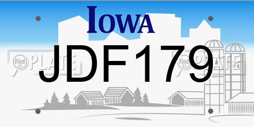 JDF179 Iowa License Plate