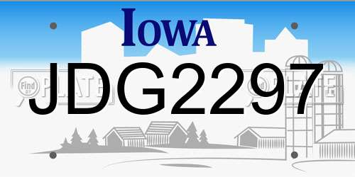 JDG2297 Iowa License Plate