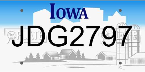 JDG2797 Iowa License Plate