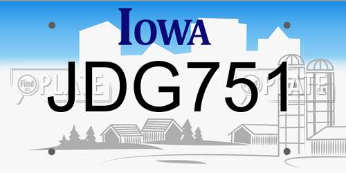JDG751 Iowa License Plate