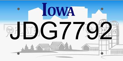 JDG7792 Iowa License Plate