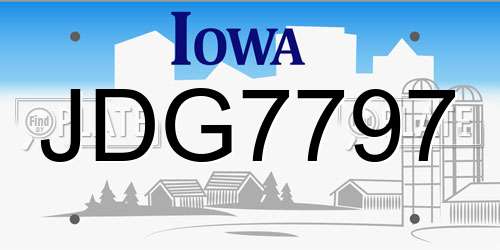 JDG7797 Iowa License Plate