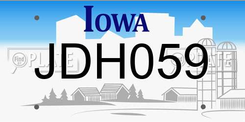 JDH059 Iowa License Plate