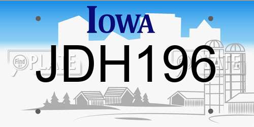 JDH196 Iowa License Plate