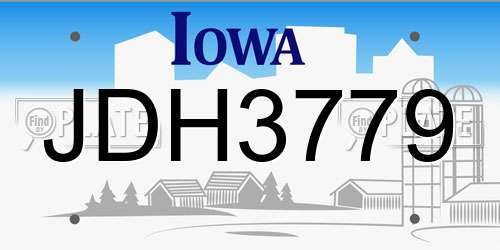 JDH3779 Iowa License Plate