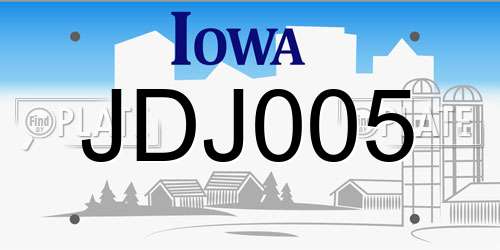 JDJ005 Iowa License Plate