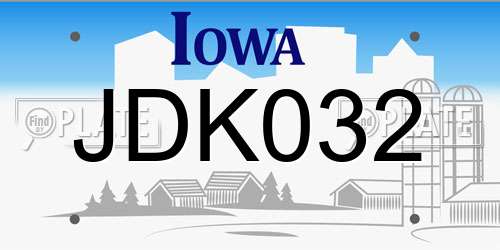 JDK032 Iowa License Plate